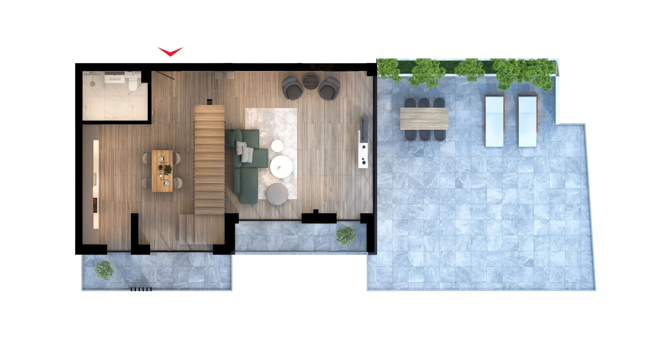 plan duplex tip 1 nivel 1 queens residence