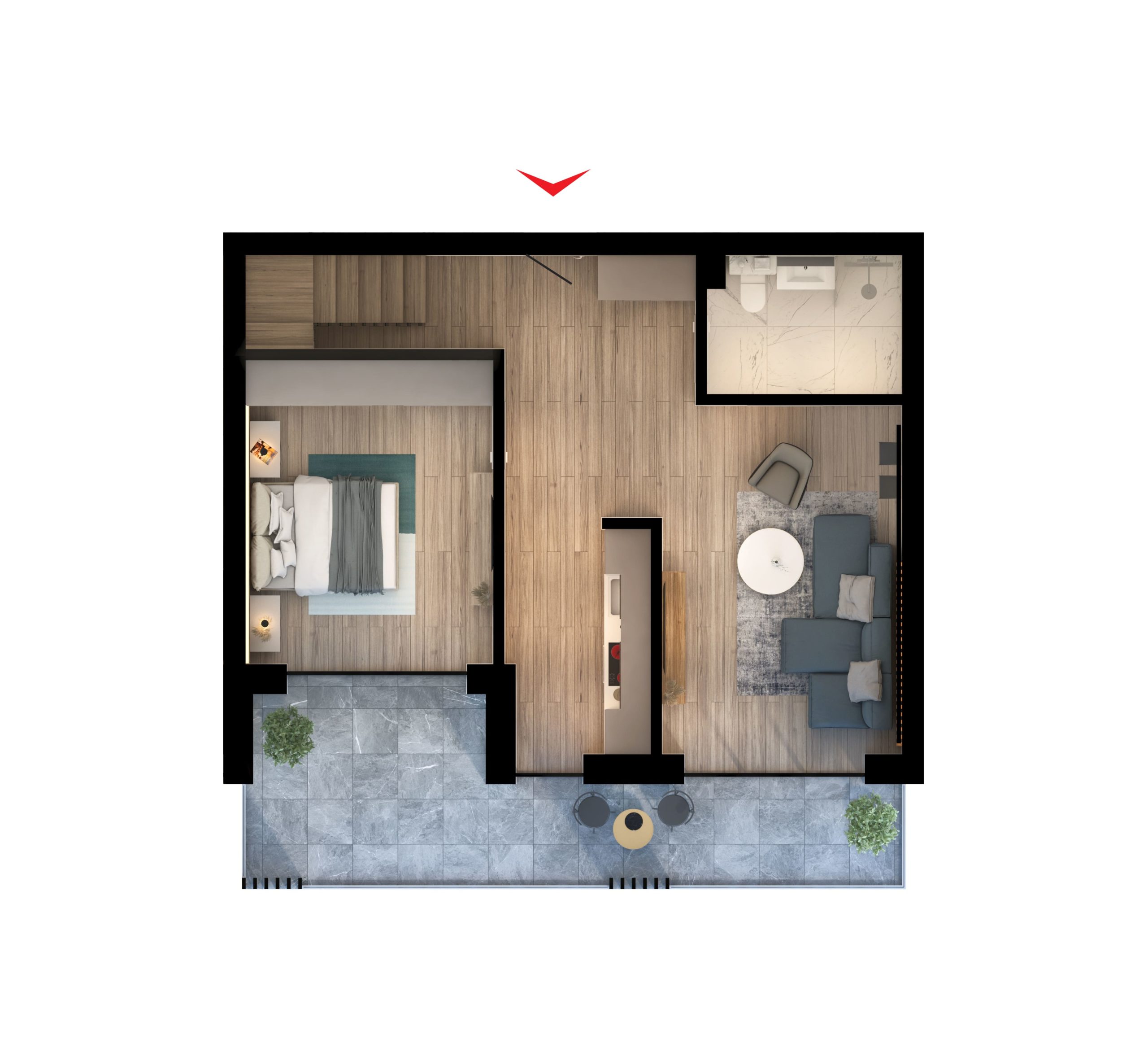 plan duplex tip 7 nivel 1 queens residence