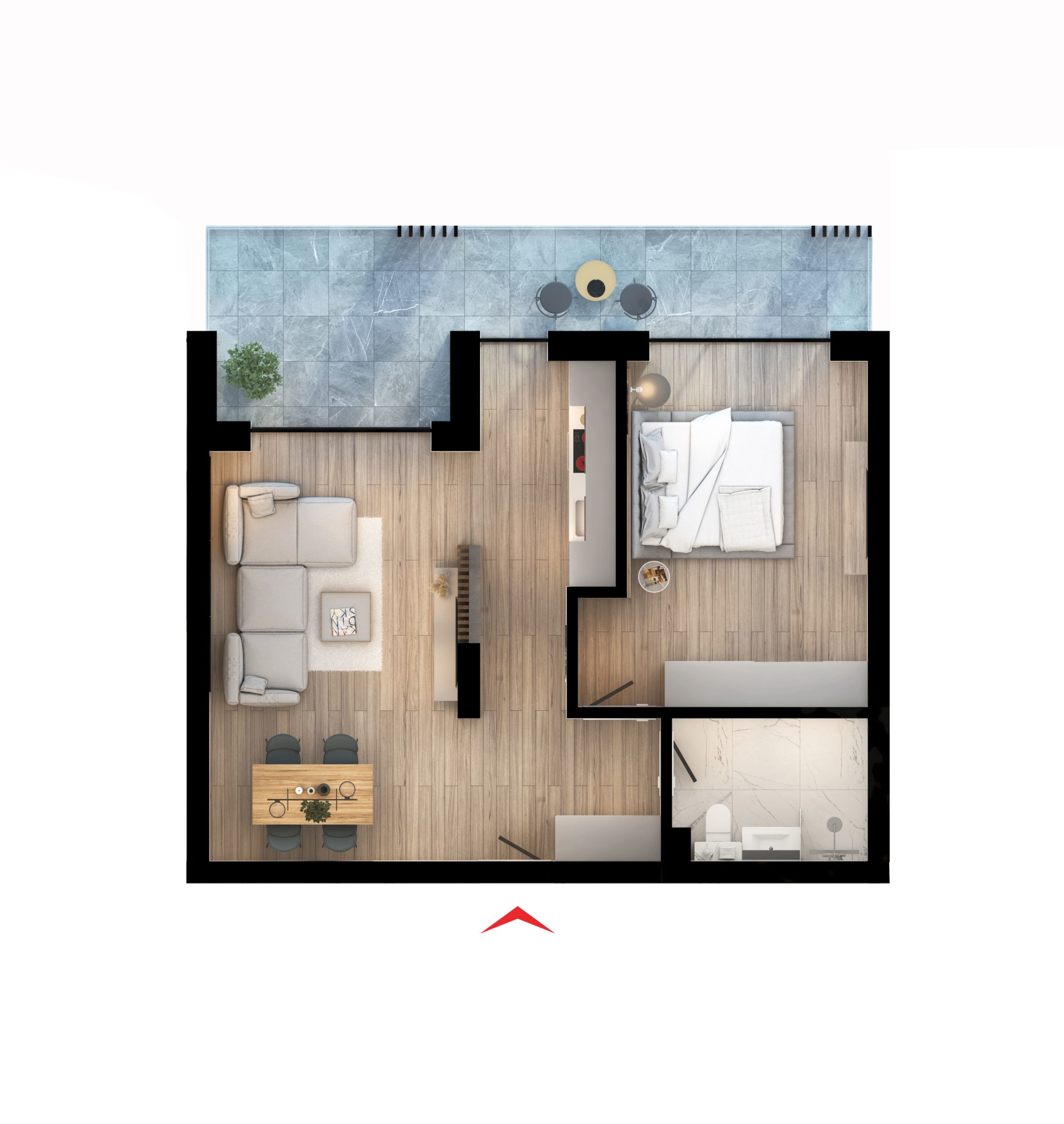 plan apartament 2 camere tip 4 queens by the sea