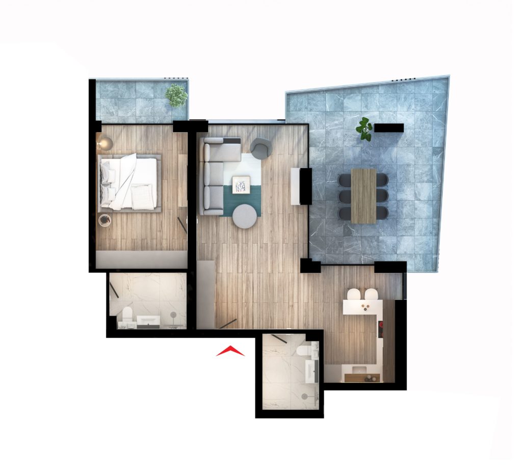 plan apartament 2 camere tip 5 queens residence mamaia